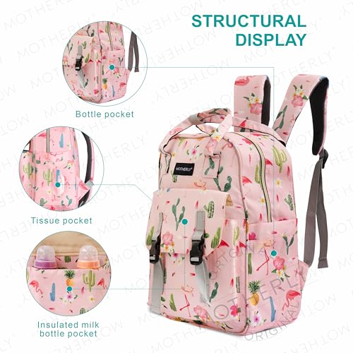 Motherly Printed Diaper Bag for Mothers for Travel,Maternity Bag for Newborn Baby,Mothers Travelling Bag | Multiple Pocket Water Resistant Baby Bag, Hospital Bag for moms (Cactus Pink) - Image 3