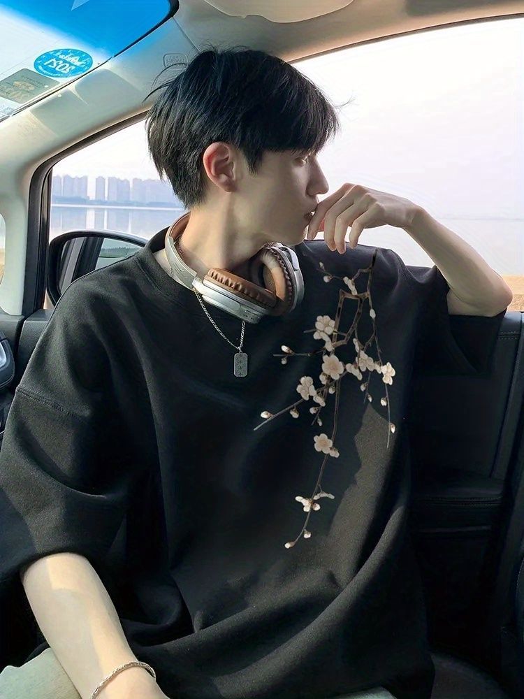 New Chinoiserie National Style Heavy Short-Sleeved T-Shirt Men'S Trendy Brand White Suede Loose Large Size High Street Retro Half-Sleeved T-Shirt - Image 4