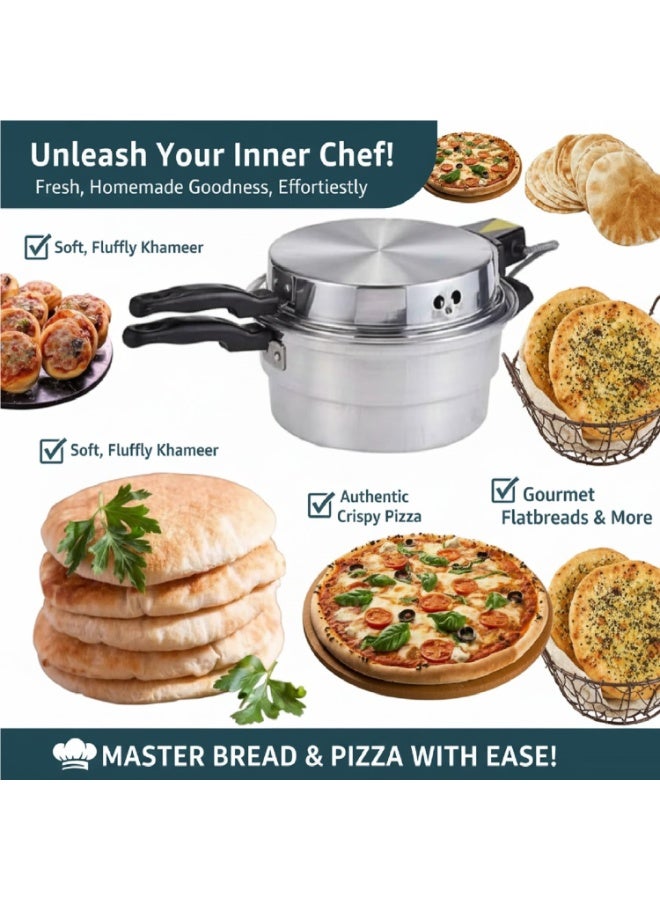 SONEX Arabic Khameer Bread Maker | Pita, Khubz & Mini Pizza Maker | Non-Stick Flatbread & Dough Cooker | Electric Arabic Bread Machine for Home | Fast Heating & Easy Cleaning' 32CM - Image 4
