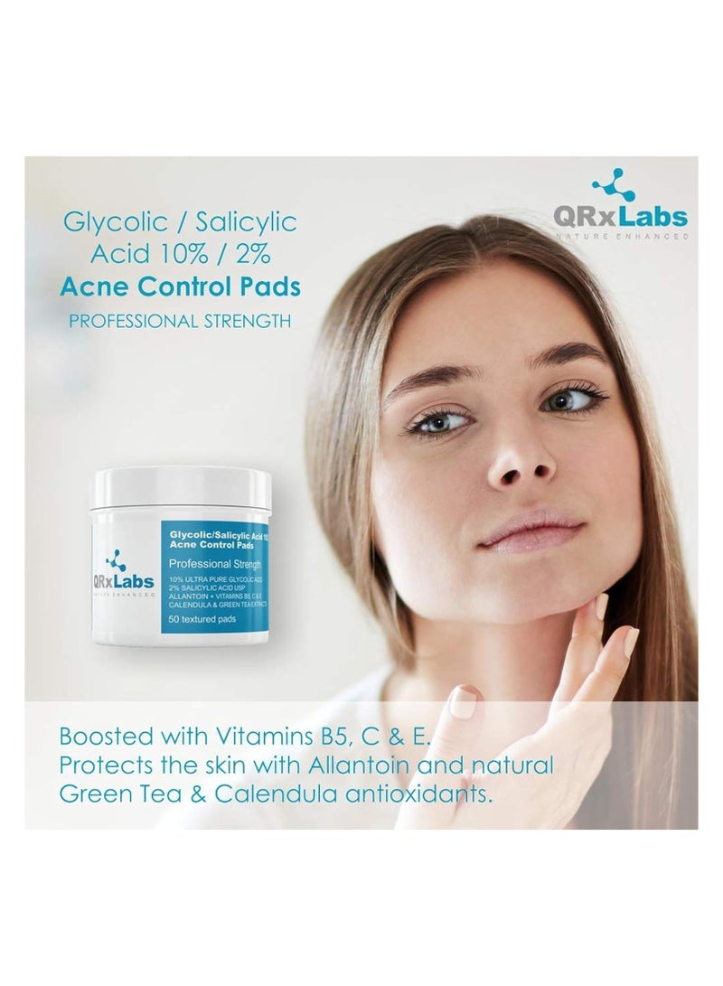 كيو آر إكس لابس 10 قطع من مناديل التحكم في حب الشباب من QRxLabs تحتوي على 10% + 2% فيتامينات ألانتوين وفيتامينات B5 وC وE ونبات الآذريون والشاي الأخضر يساعد على التخلص من حب الشباب والسيطرة عليه - Image 5