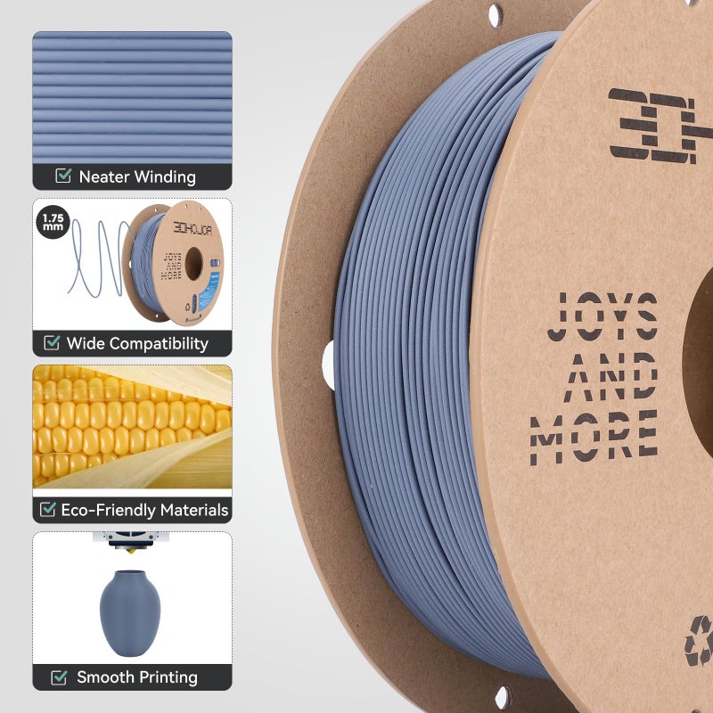 3DHoJor Matte PLA Filament 1.75mm, 1kg, Grey, 1.75mm Diameter, 2.2lbs Display Weight - Image 5