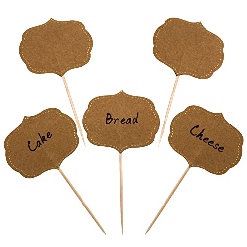 BLUE TOP 50pcs Cupcake Picks Blank Toothpick Flags Cake Toppers Cheese Markers Buffet Labels for Charcuterie Board Food Tags Toothpick Signs for Childrens Day WeddingBirthday PartyDinner Supplies