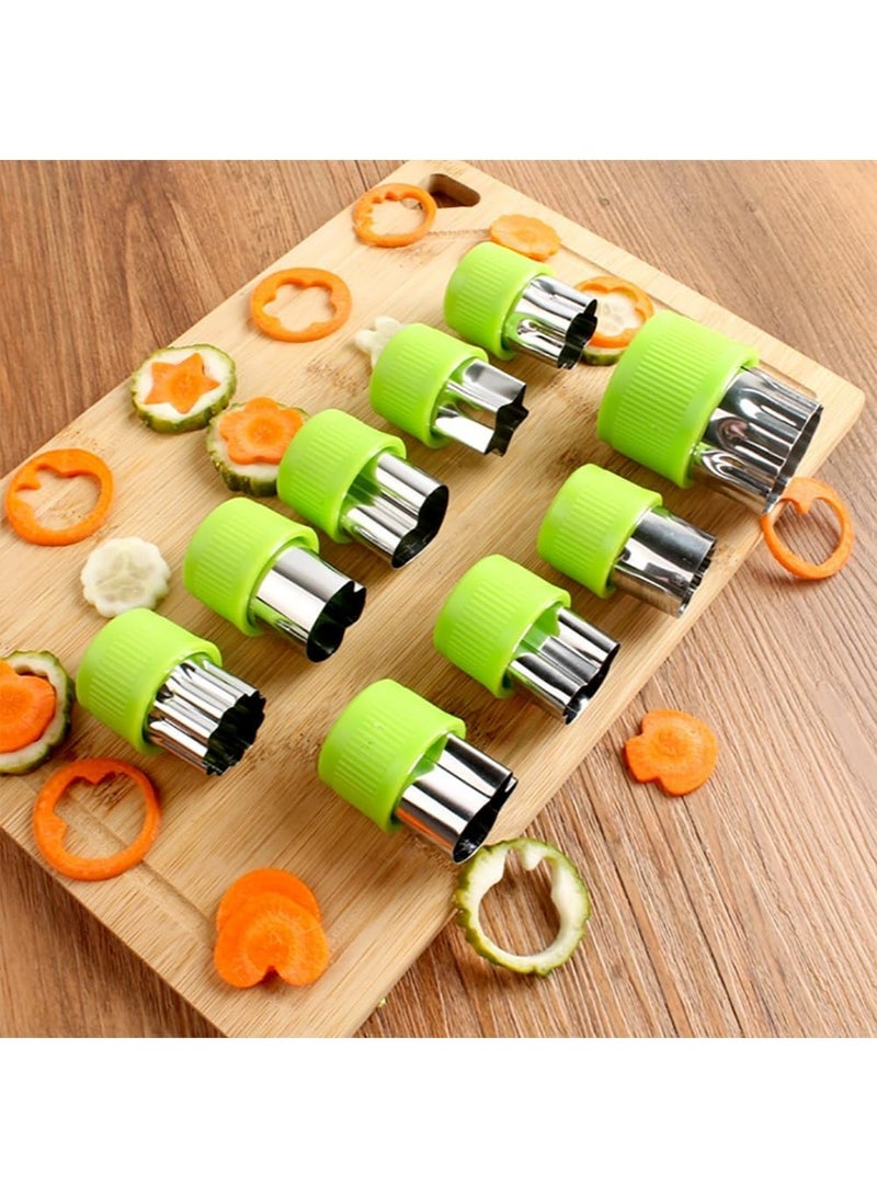 يالونج 9 قطعة مصغرة آلة قطع الخضار مجموعة الشكل ، ميني الفطائر والفواكه والبسكويت المعجنات ختم يموت ، والخبز للأطفال وملحقاتها الغذائية أداة التبعي ، الأخضر - Image 3