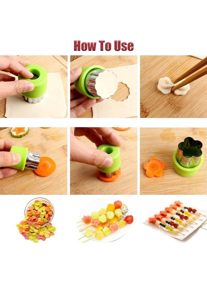 يالونج 9 قطعة مصغرة آلة قطع الخضار مجموعة الشكل ، ميني الفطائر والفواكه والبسكويت المعجنات ختم يموت ، والخبز للأطفال وملحقاتها الغذائية أداة التبعي ، الأخضر - Image 5