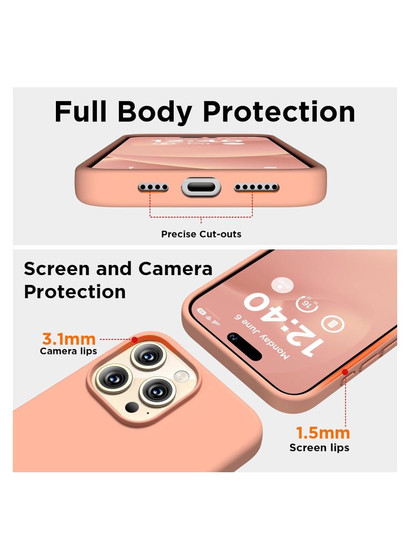 Compatible with iPhone 15 Pro Max Case, Liquid Silicone Case, Full Body Shockproof Protective Cover Slim Thin Phone Case with Soft Anti-Scratch Microfiber Lining, 6.7 inch-Bare Pink - Image 4