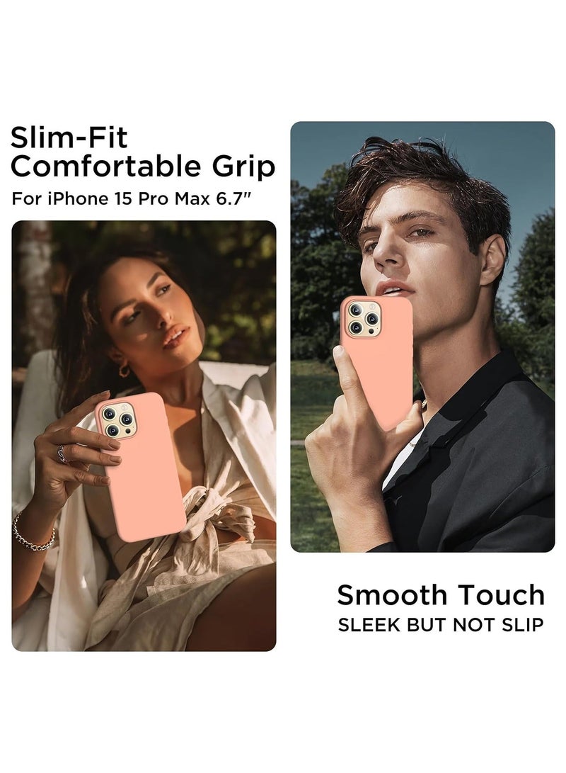 Compatible with iPhone 15 Pro Max Case, Liquid Silicone Case, Full Body Shockproof Protective Cover Slim Thin Phone Case with Soft Anti-Scratch Microfiber Lining, 6.7 inch-Bare Pink - Image 2