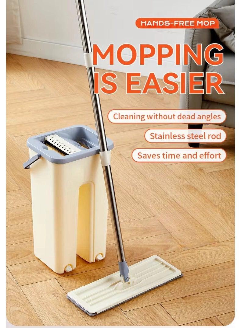 Noon East Multi-Purpose Mop and Bucket Set – 360° Rotating Mop with Built-in Wringer for Effortless Floor Cleaning White 36x20x17 cm - Image 1