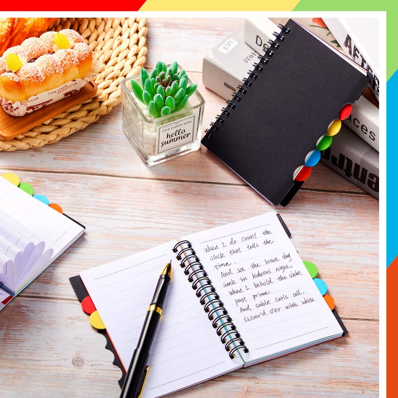 Spakon 3 Pack Mini Spiral Notebook Small Spiral Tabbed Notebook 5 Subject Divider Journal 5.5 x 3.5 Inches 140 Pages for Diary record Writing Home Office College Black PP Cover - Image 2