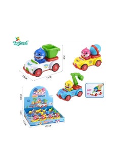 Toyland Pack of 12 Pcs Pull Back Toy Shark Tow Truck for Children Assorted Colors 