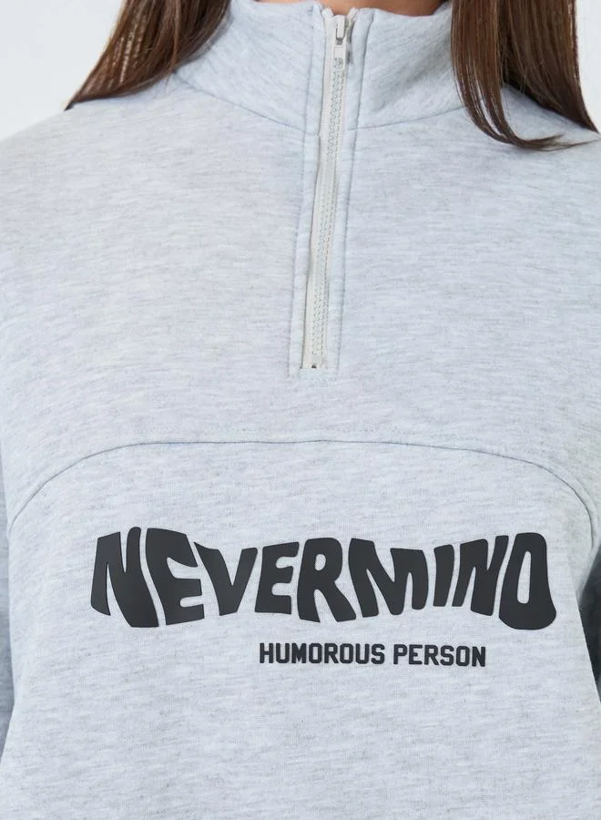 Take Two Grey Slogan Print Sweatshirt and Joggers Co-ords