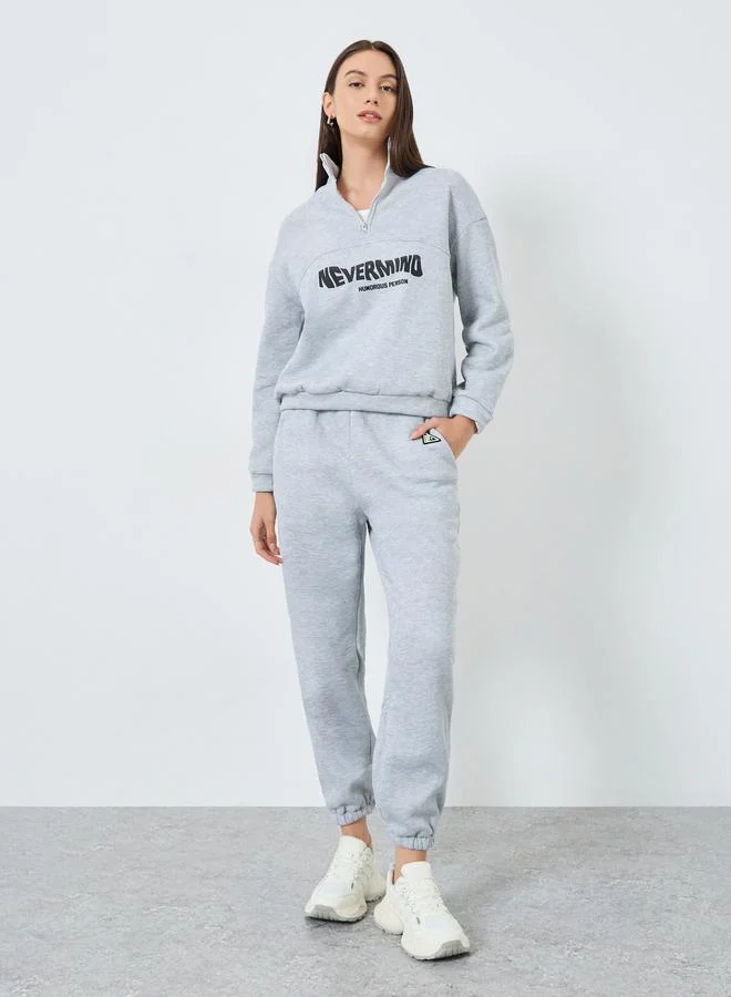 Take Two Grey Slogan Print Sweatshirt and Joggers Co-ords