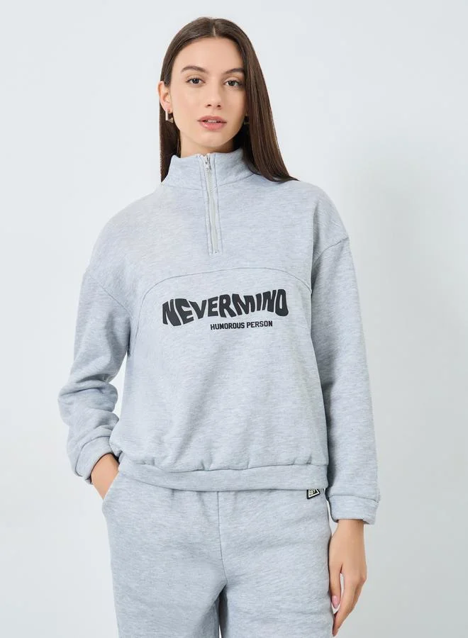 Take Two Grey Slogan Print Sweatshirt and Joggers Co-ords