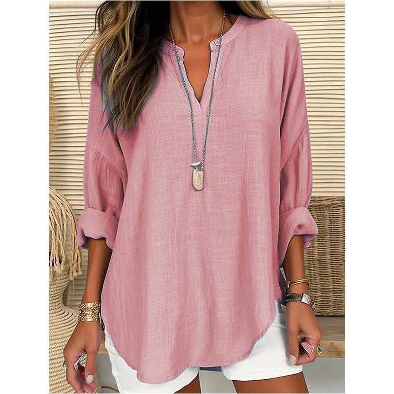 2025 Wish V-Neck Cotton And Linen Plus-Size Shirts, -Selling Items - Image 5