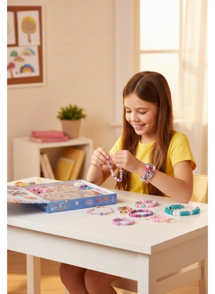 DAT Crystal DIY Bead Jewellery Making Set for Girls – 500+ Pcs Mega Bracelet, Necklace & Anklet Craft Kit - Image 5