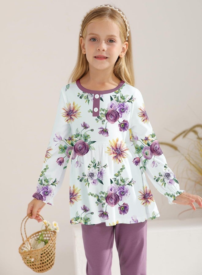 DISAUR Baby Girl Clothes Cute Flower Print Long Sleeve Sweatshirt Pants Set Cotton Toddler Spring Fall Winter Outfit - Image 3