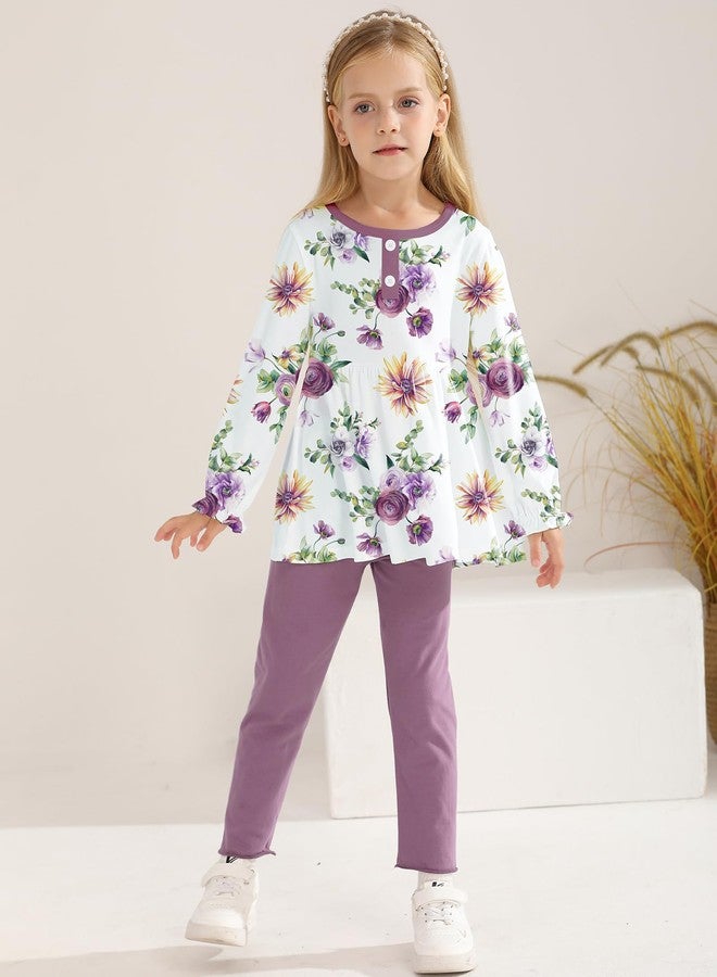 DISAUR Baby Girl Clothes Cute Flower Print Long Sleeve Sweatshirt Pants Set Cotton Toddler Spring Fall Winter Outfit - Image 4