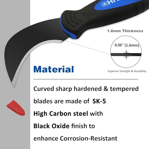 CHILI Tools 2PC. Linoleum Knife with SK-5 Hardened Carbon Steel Blade and Safe Material Rubber Handle for Flooring, Vinyl Flooring, Linoleum, Cutting Wallpaper, Made In Taiwan - Image 2