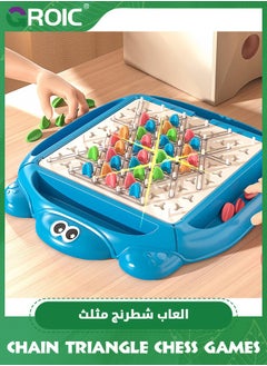 GROIC Chain Triangle Chess Game for Kids, Triggle Rubber Band Game, Interactive Peg Game Triangle Chess Board Game, Kids Educational Brain Teaser Strategy Puzzle Toy with Penalty Plate for Family Party  - Image 3
