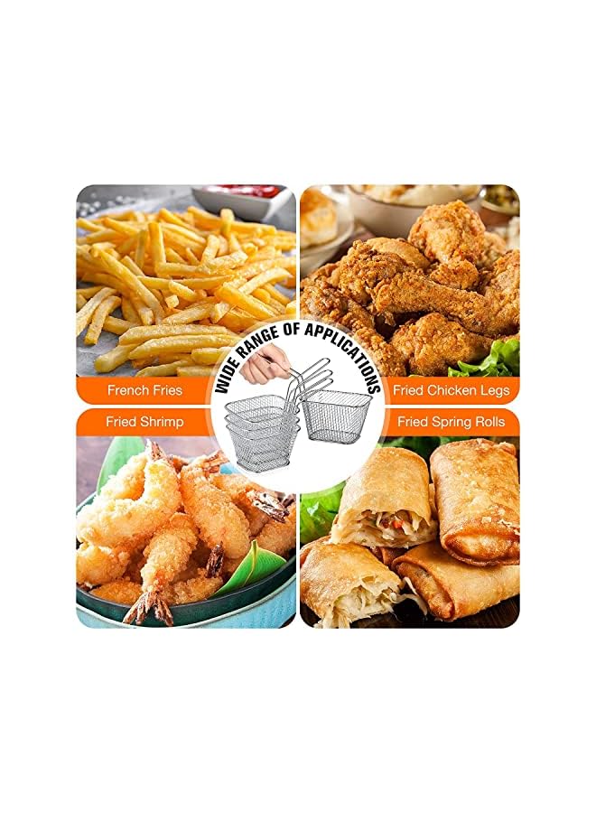 PROMASS Square Fry Basket Steel French Fry Chip Basket Food Baskets for Serving Stainless Steel Fry Basket with Handle Reusable Fries Holder Mini Deep Fryer with Basket for Home Decor 8 PCS - Image 4
