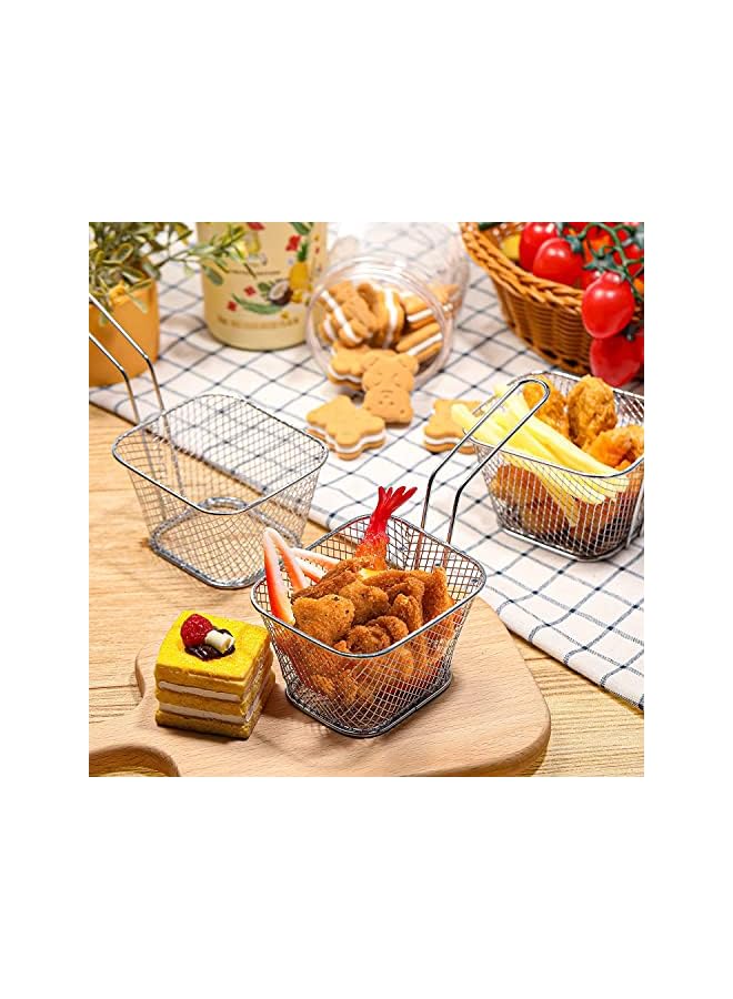 PROMASS Square Fry Basket Steel French Fry Chip Basket Food Baskets for Serving Stainless Steel Fry Basket with Handle Reusable Fries Holder Mini Deep Fryer with Basket for Home Decor 8 PCS - Image 3