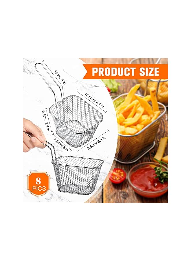 PROMASS Square Fry Basket Steel French Fry Chip Basket Food Baskets for Serving Stainless Steel Fry Basket with Handle Reusable Fries Holder Mini Deep Fryer with Basket for Home Decor 8 PCS - Image 5