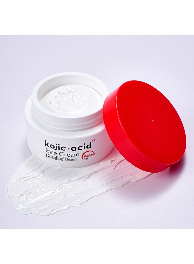 GUANJING كريم وجه حمض الكوجيك 50 جرام تغذية عميقة مضاد للتجاعيد شد وتفتيح كريم وجه تحسين وإصلاح البشرة التالفة تقليل البقع الداكنة وتقليل المسام - Image 5