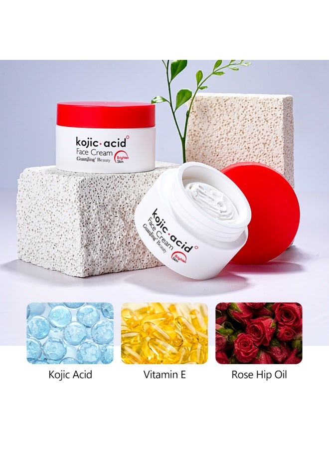 GUANJING كريم وجه حمض الكوجيك 50 جرام تغذية عميقة مضاد للتجاعيد شد وتفتيح كريم وجه تحسين وإصلاح البشرة التالفة تقليل البقع الداكنة وتقليل المسام - Image 4