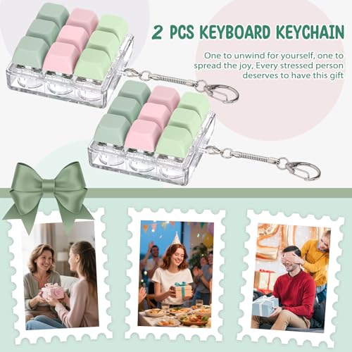 Axlksia Keyboard Fidget Toy Fidget Clicker Keyboard Fidget Keychain Button Fidget Gifts for Adults to Relieve Stress and Pass Time 2 Pack I - Image 5