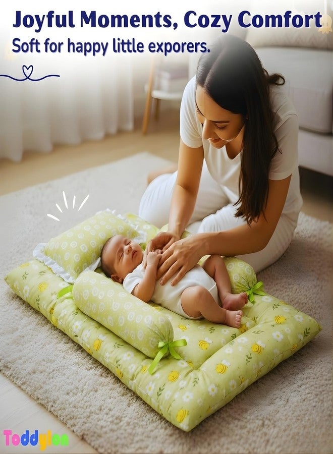 Toddylon Baby Bedding Set for New Born (0-6 Months) | 3 Pcs Cotton Baby Bed with Mosquito Net & Carry Bag | Newborn Baby Bed Set Gift Combo (Green) - Image 4