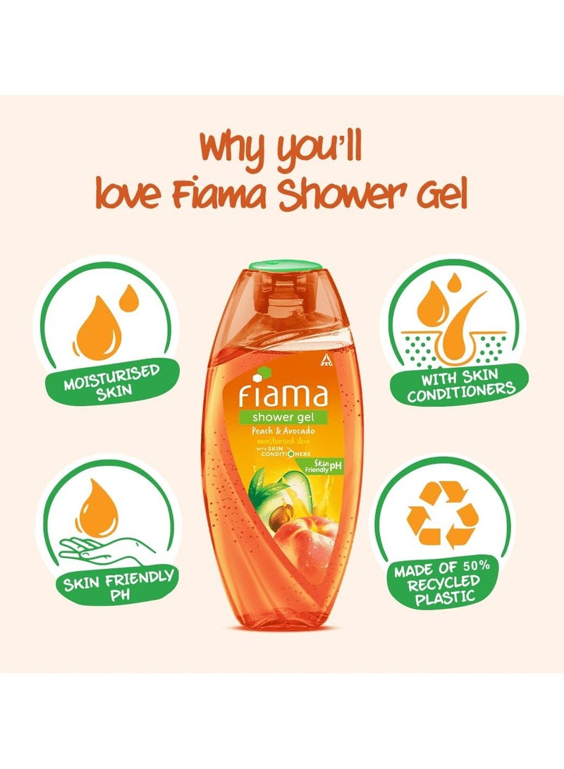 فياما جل الاستحمام فيماما بالخوخ والأفوكادو، غسول للجسم مع مرطبات للبشرة للحصول على بشرة مرطبة ناعمة، 250 مل، عبوة من 3 قطع - Image 5