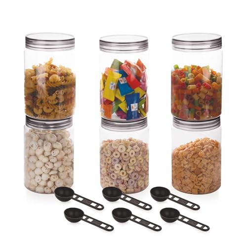 Homeor Plastic Storage Jar & Containers With Spoon, Airtight & BPA Free Containers for Kitchen Storage, Grocery Kitchen Container, Multipurpose Jar, Fridge Storage Container, 1500 ML Set 6, Black - Image 3