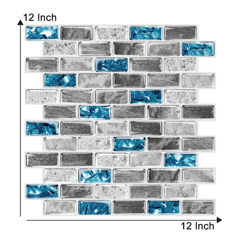 3D Marble Wallpaper: Multicolor Light Blue Crystal Brick - Easy To Use Waterproof Vivid 3D Visual Effect Decorative Wallpaper for Kitchen Balcony Bathroom Home Decoration - Image 2