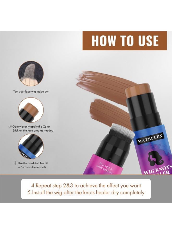 Mateplex Wig Knot Concealer for Lace Grid Lace Dyeing Stick for Wigs Knots Healer Stick for Lace wig & Frontal Part & Hairline, Portable, Sweat-proof, No Bleaching（10g, Medium Brown) - Image 3