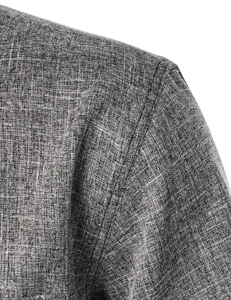 PARKLEES Mens Wrinkle Free Short Sleeve Button Down Shirts Texture Linen Shirts Casual Vacation Beach Summer Tops Black Smoke Grey Large - Image 5