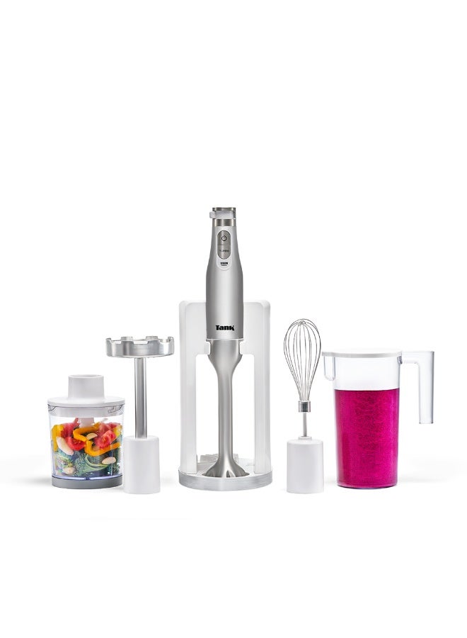 TANK Tank Hand Blender All in One with 6 Speed Control + Turbo, 1200 Watts, White, CM-6004 - Image 1
