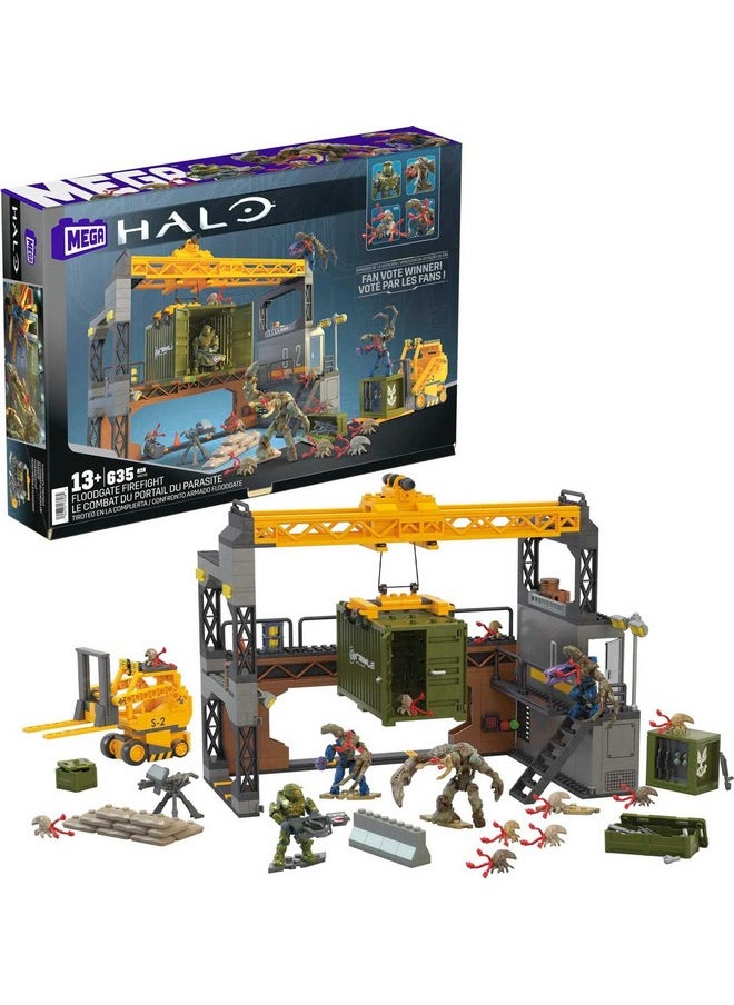 Mega Brands MEGA Halo Infinite Toys Building Set for Kids, Floodgate Firefight with 634 Pieces, 4 Poseable Micro Action Figures and Accessories, Toy Ideas  - Image 1