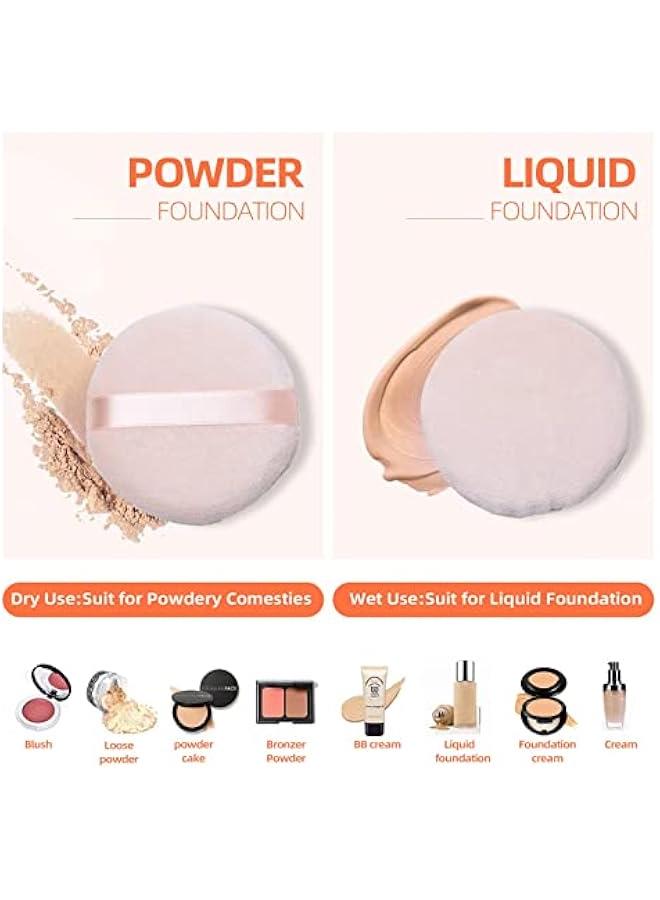 BWSJ Soft Round Powder Puff Set for Foundation Makeup Skin Care Face Powder 10 - Image 2