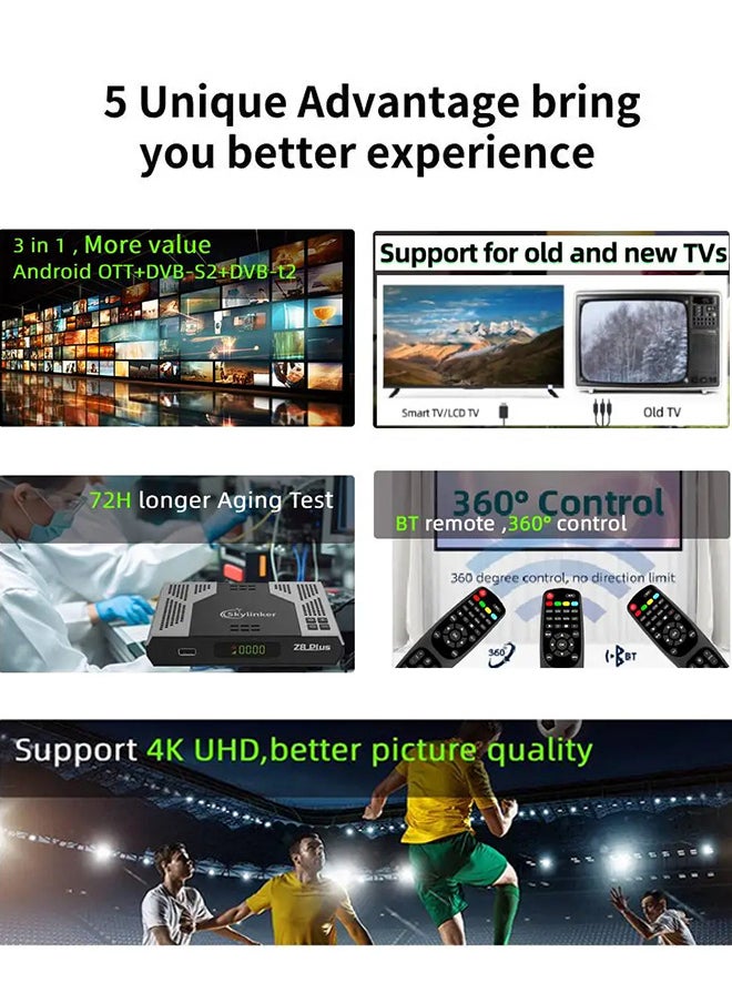 Generic Z8 Plus 4K Android OTT+ DVB-S2+DVB-T2 Hybrid TV Box BT Remote 5G Wifi 2+16GB FTA Satellite Terrestrial TV Receivers Set Top Box  - Image 2