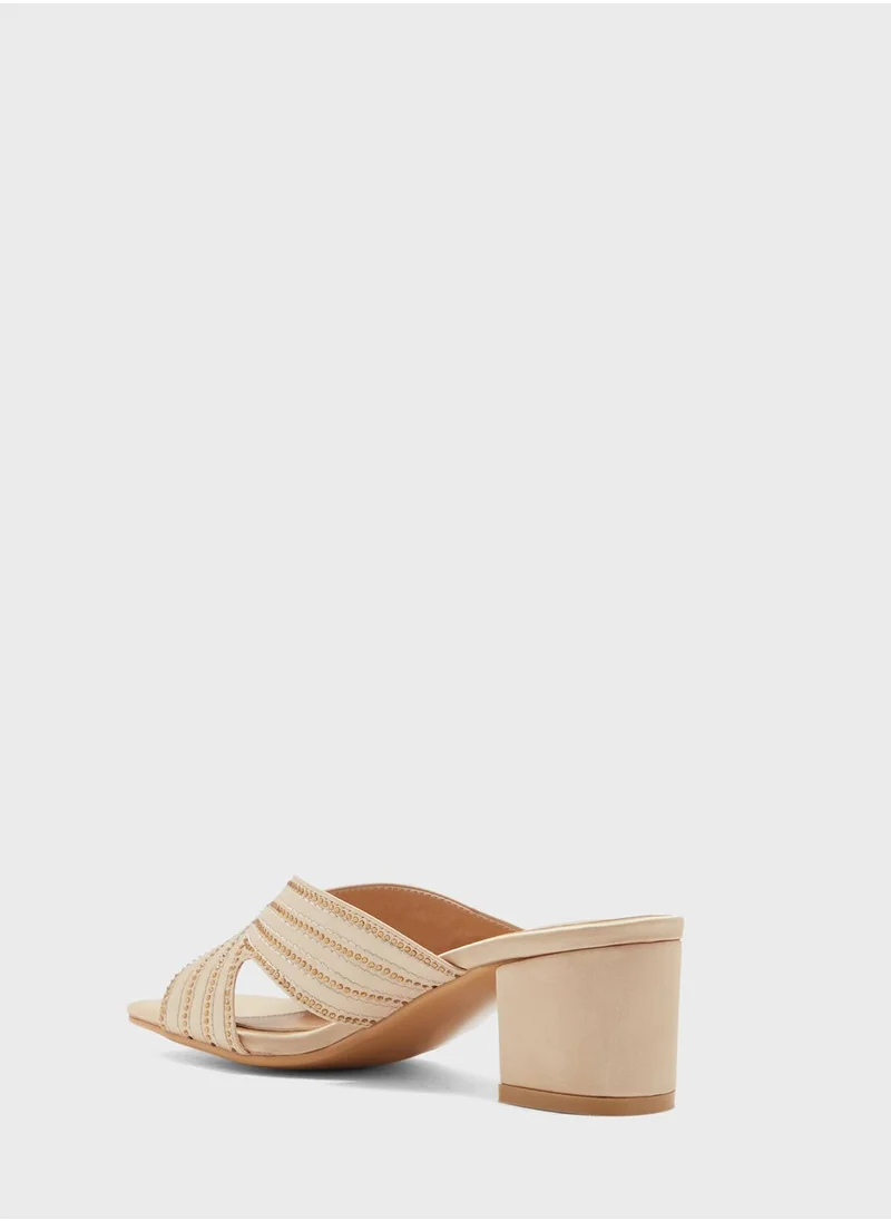 Khizana Diamante Stitch Cutout Mule Sandal
