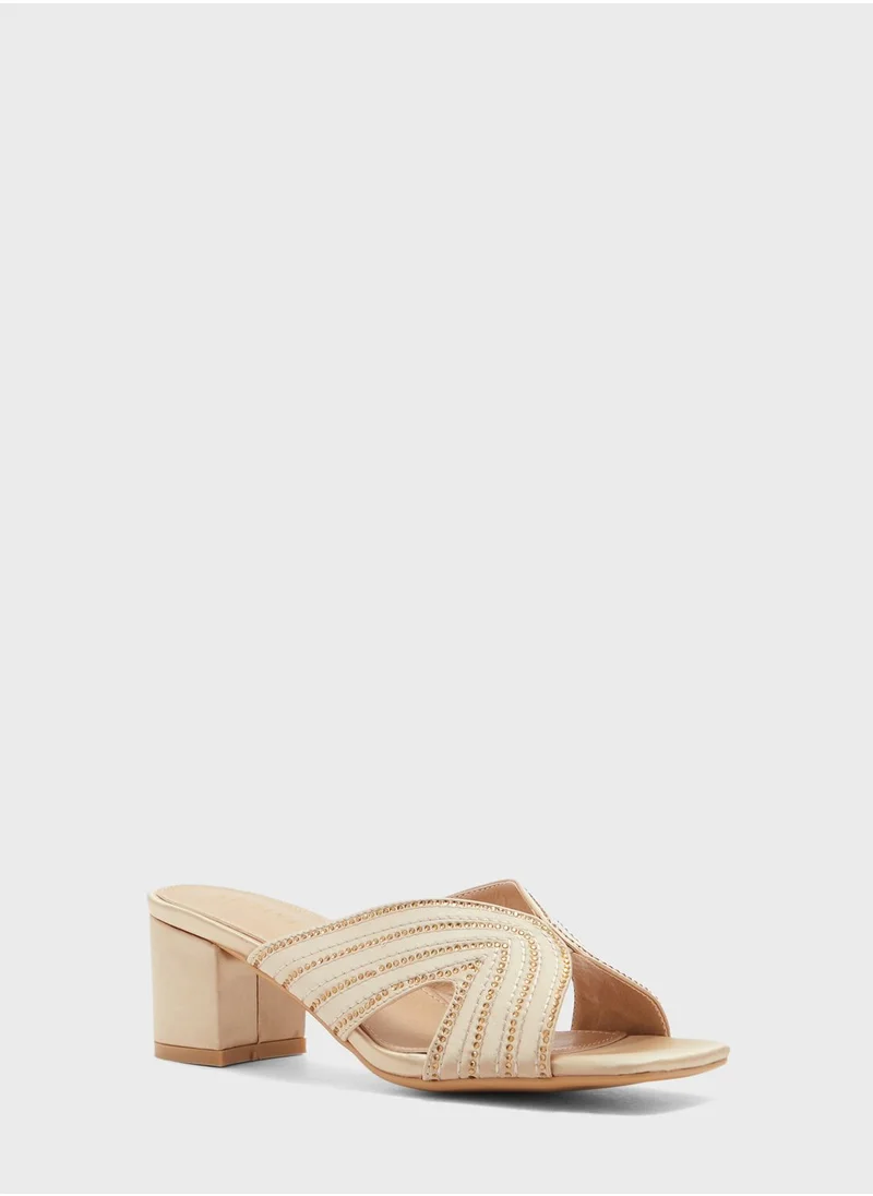 Khizana Diamante Stitch Cutout Mule Sandal