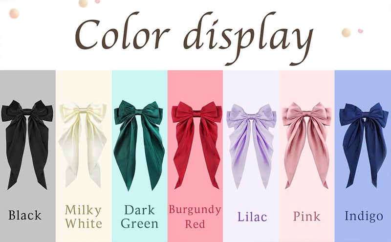 WHISKET - Hair Bow Clip, Big Satin Layered Hair Accessories for Women Girls,Barrette Hair Clip, Long Black Ribbon Bows, French Style (PURPLE) - Image 4