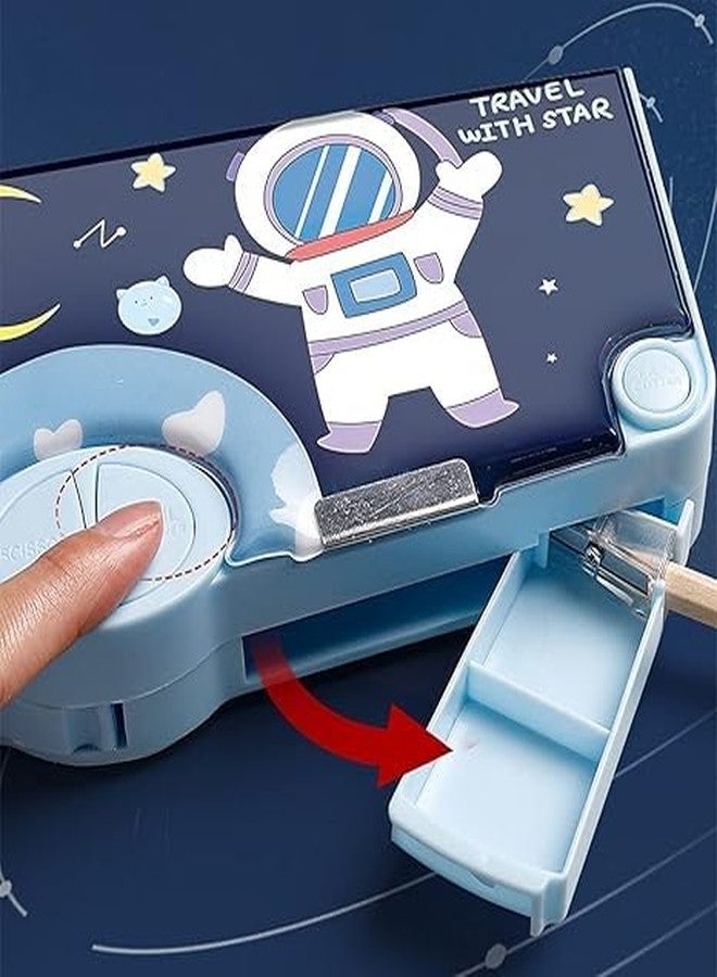 YBN Plastic Branded Multi-Functional Pencil Box for Kids, Space Pencil Box for Boys & Girls, Magnetic Pencil Box for Boys, Space Theme Gifts for Kids with Accessories. (Navy Blue Astronaut) - Image 4