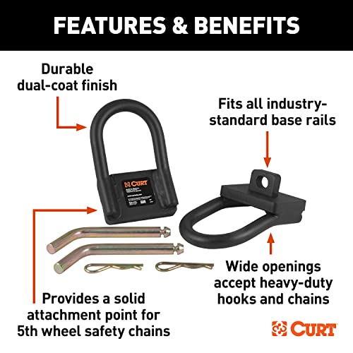 CURT 16000 5th Wheel Hitch Safety Chain Anchors, Fits Industry-Standard Rails - Image 3