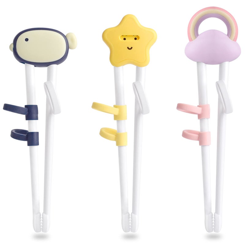 Training chopsticks for kids and beginners 3 Pairs chopstick set with attachable learning chopstick helper