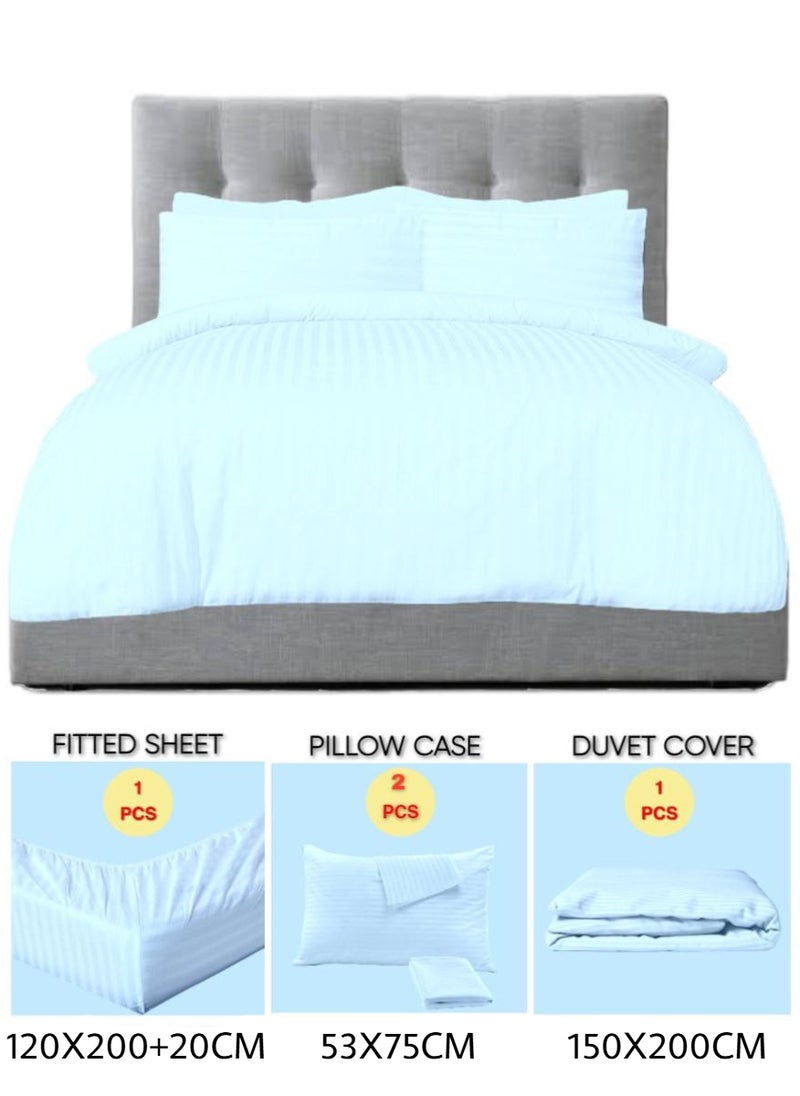 Blueberry 4 Pieces Single Size Duvet Cover Set - Includes 1 Duvet Cover (150x200cm), 1 Fitted Sheet (120x200+20cm), 2 Pillow Cases (53x75cm) - Image 2