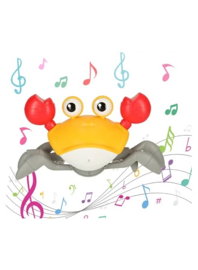 لعبة طفل الزحف على شكل سرطان البحر مع أضواء وموسيقى حسية على شكل سرطان البحر للأطفال الصغار من سن 3 إلى 12 شهرًا، لعبة الحيوانات الأليفة على البطن مع تجنب العوائق تلقائيًا - Image 1