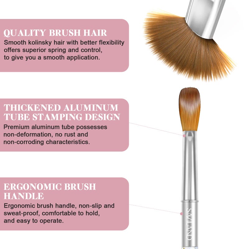 SAVILAND Kolinsky Acrylic Nail Brush Set: Size 6,10,12,14 Professional Nail Brushes with Silver Handle for Acrylic Powder Application Extensions & 3D Carving Home Salon Manicure DIY Nail Art Tools - Image 3
