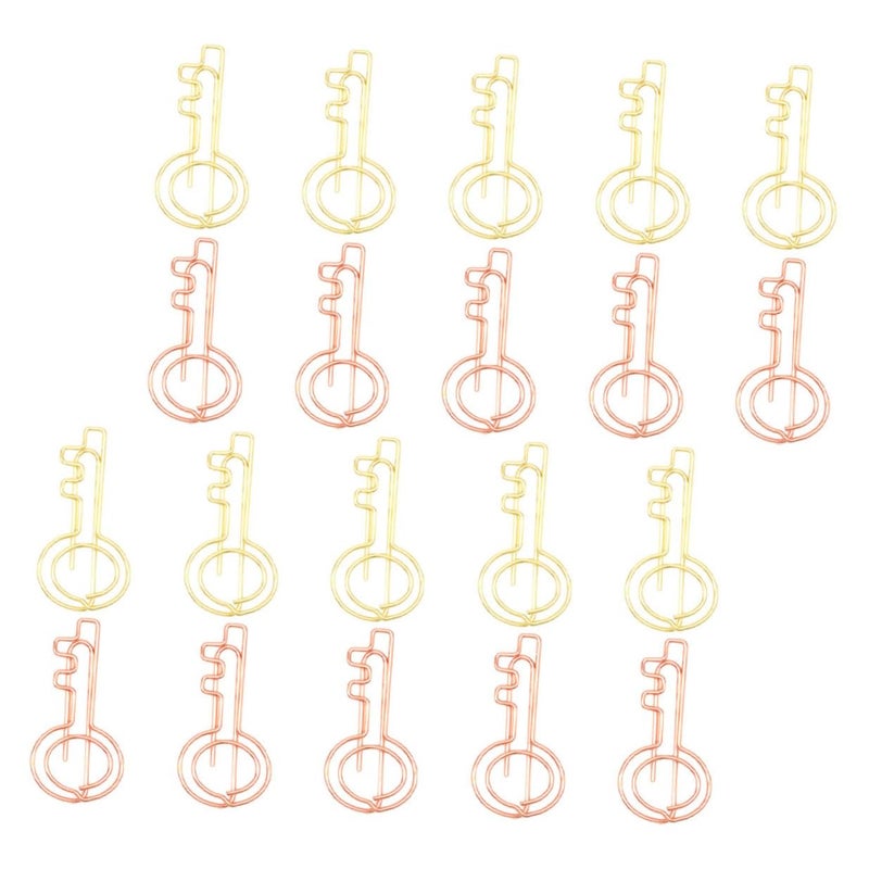 Colorful Metal Paper Clips 20pcs Key Bookmark Shape Small Office School Supplies - Image 2