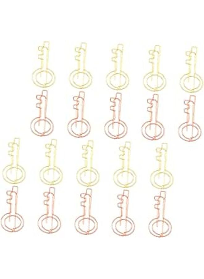 Colorful Metal Paper Clips 20pcs Key Bookmark Shape Small Office School Supplies - Image 1