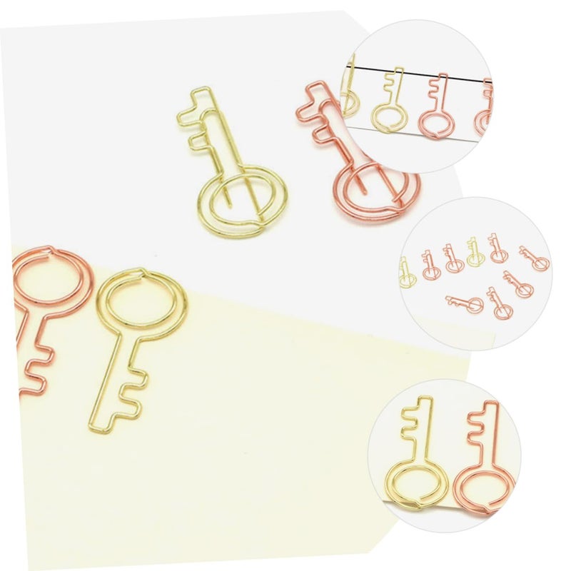 Colorful Metal Paper Clips 20pcs Key Bookmark Shape Small Office School Supplies - Image 5